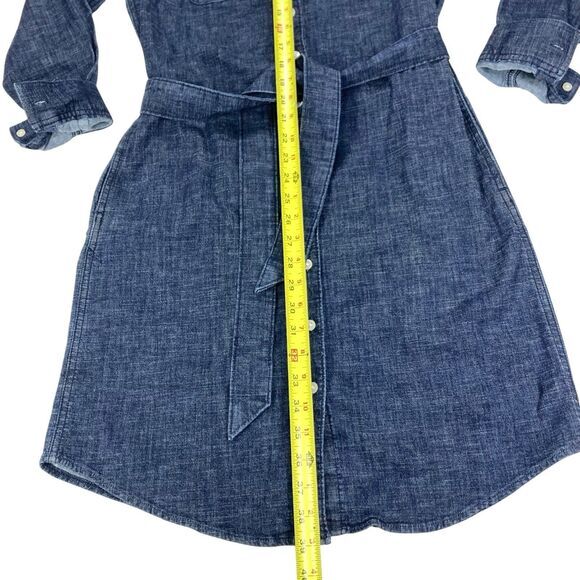 Lands End Denim Dress Womens XS Blue Belted Pockets Comfy Western Core Stretchy - Picture 13 of 16